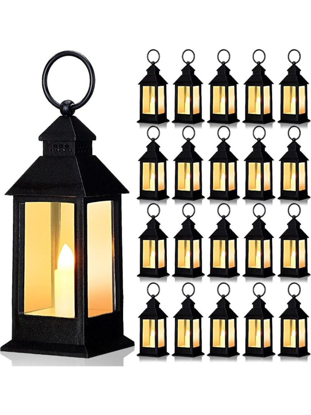 24-Piece Mini LED Lantern Set for Halloween & Wedding Decor - Black Candle